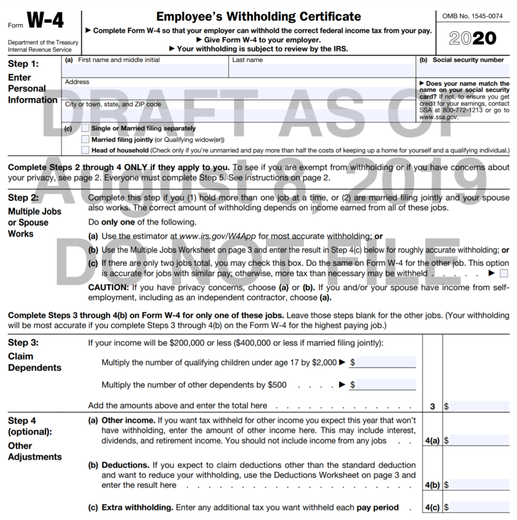 Are You Ready? Big Changes to the 2020 Federal W4 Withholding Form